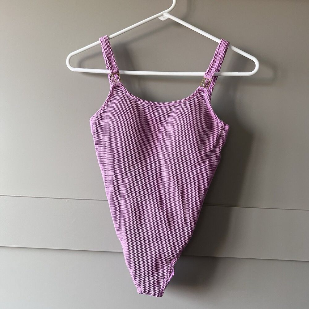 Victoria’s Secret Womens Scoop One Piece Crinkle Swimsuit Large-XL Purple Padded